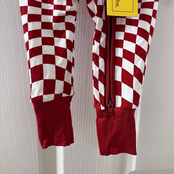 Brixton Phoenix Candy Check Bamboo Zip Romper Zippy Burnt Orange SZ Newborn NWT - Picture 8 of 15